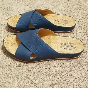 Kork Ease Blue Leather Upper 9 Sandals New